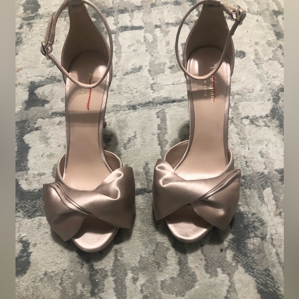 kate spade Satin Bow Ankle Strap Heels in Blush
